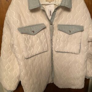 Fantastic Fawn White and Blue Teddy Jacket